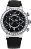 Swarovski Citra Sphere Chronograph Black Dial Black Leather Strap Watch for Women - 5027131