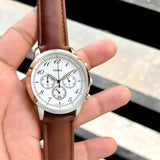 Fossil watch with brown leather strap, product image
