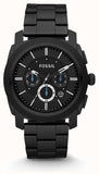 Fossil Machine Chronograph Black Dial Black Steel Strap Watch for Men - FS4552