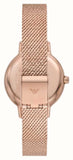 Emporio Armani Gianni T Bar Silver Dial Rose Gold Mesh Bracelet Watch For Women - AR1956