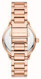 Michael Kors Parker Three-Hand Mother of Pearl White Dial Rose Gold Steel Strap Watch For Women - MK4695