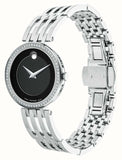 Movado Esperanza 63 Diamonds Black Dial Silver Steel Strap Watch For Women - 0607052