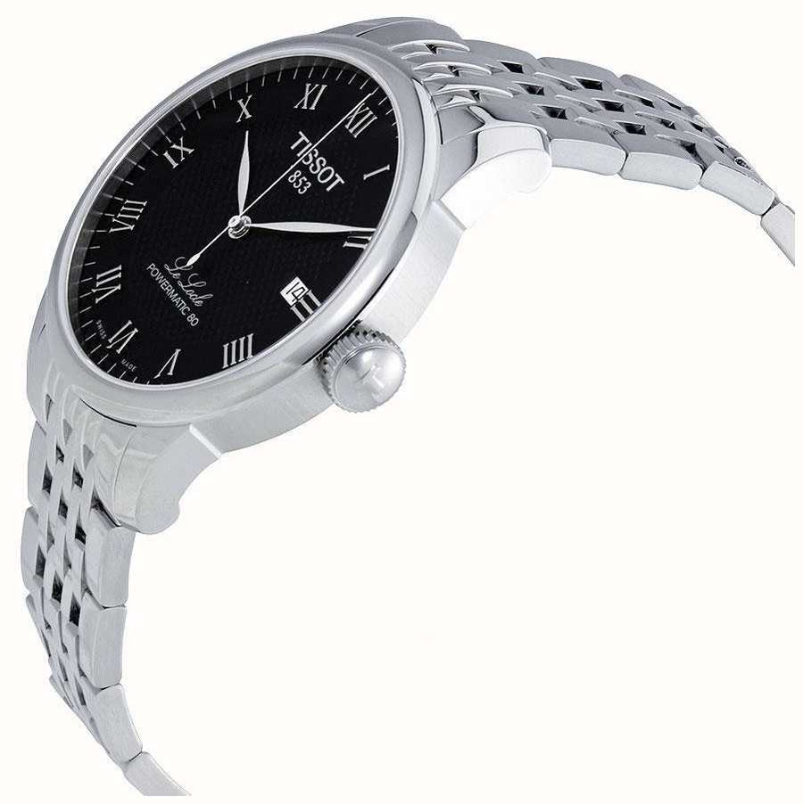 Tissot T Classic Le Locle Powermatic 80 Black Dial Silver Steel Strap Watch For Women - T41.1.483.53