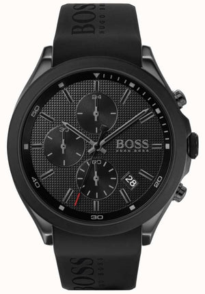 Hugo Boss Velocity Black Dial Black Rubber Strap Watch for Men - 1513720