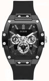 Guess Phoenix Multifunction Black Dial Black Rubber Strap Watch for Men - GW0203G3