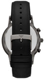 Emporio Armani Renato Chronograph Silver Dial Black Leather Strap Watch for Men - AR11473