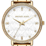 Michael Kors Pyper Three Hand White Dial Gold Steel Strap Watch For Women - MK4666