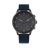 Tommy Hilfiger Chase Grey Dial Blue Leather Strap Watch for Men - 1791578