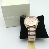 Michael Kors Janelle Three Hand Rose Gold Dial Two Tone Steel Strap Watch For Women - MK7134