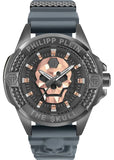 Philipp Plein The Skull Grey Dial Grey Silicone Strap Watch For Men- PWAAA2324