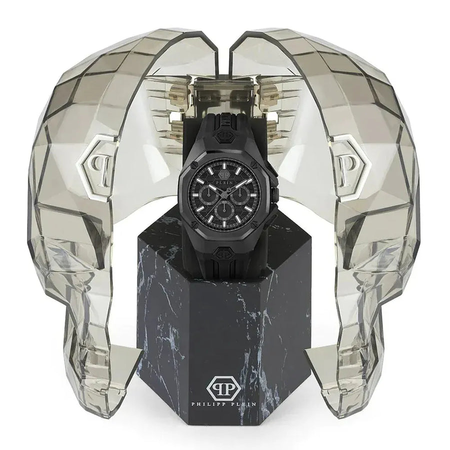 Philipp Plein Octagon Black Dial Black Silicone Strap Watch for Men - PWTBA0623