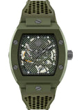 Philipp Plein The Skeleton Green Dial Green Silicone Strap Watch for Men- PWVBA0223