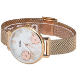 Fossil Jacqueline Three-Hand White Dial Rose Gold Mesh Bracelet Watch for Women - ES4534