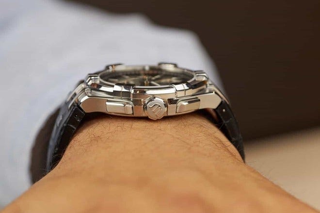 Maurice Lacroix Aikon Chronograph Black Dial Black Leather Strap Watch for Men - AI1018-SS001-330-1