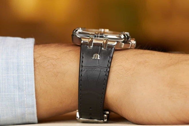 Maurice Lacroix Aikon Chronograph Black Dial Black Leather Strap Watch for Men - AI1018-SS001-330-1