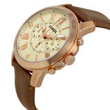 Fossil Grant Chronograph White Dial Brown Leather Strap Watch for Men - FS4991