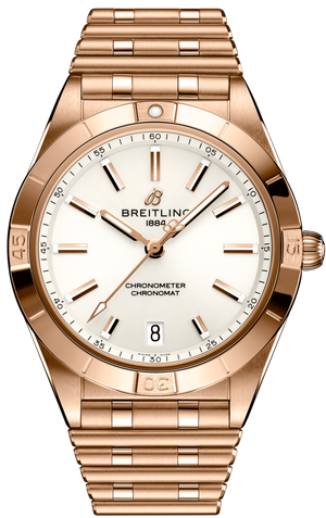 Breitling Chronomat 32 White Dial Rose Gold Steel Strap Watch for Women - R10380101A1R1