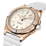 Breitling Super Chronomat Automatic 38 Origins Diamonds White Dial White Rubber Strap Watch for Women - R17356531G1S1