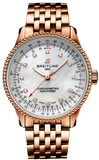 Breitling Navitimer Automatic 35 White Mother of Pearl Dial Rose Gold Steel Strap Watch for Men - R17395211A1R1