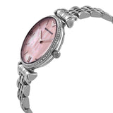 Emporio Armani Gianni T Bar Pink Mother of Pearl Dial Silver Steel Strap Watch For Women - AR1779