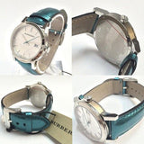 Burberry White Dial Turquoise Leather Strap Watch for Women - BU9120