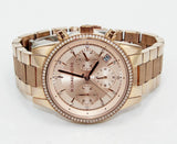 Michael Kors Ritz Chronograph Rose Gold Dial Rose Gold Steel Strap Watch For Women - MK6598