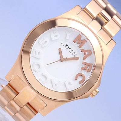 Marc Jacobs Rivera White Dial Rose Gold Steel Strap Watch for Women - MBM3135