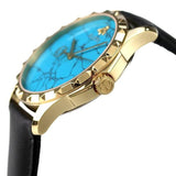 Gucci G Timeless Turquoise Blue Dial Black Leather Strap Watch For Men - YA126462