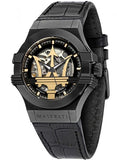 Maserati Potenza Skeleton Limited Edition Black Dial Black Leather Strap Watch For Men - R8821108027