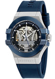 Maserati Potenza Skeleton Dial Quartz Blue Silicon Watch For Men - R8821108028