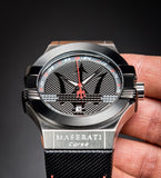 Maserati Potenza Black Dial Black Leather Strap Watch For Men - R8851108001