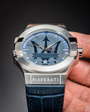 Maserati Potenza Blue Dial Blue Leather Strap Watch For Men - R8851108015