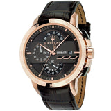 Maserati Ingegno Chronograph Brown Dial Brown Leather Strap Watch For Men - R8871619001