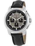 Maserati Successo 44mm Grey Dial Black Leather Strap Watch For Men - R8871621006