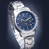 Maserati Successo Chronograph Blue Dial Silver Steel Strap Watch For Men - R8873621002