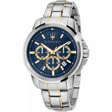 Maserati Successo 44mm Chronograph Quartz Blue Dial Silver Steel Strap Watch For Men - R8873621016