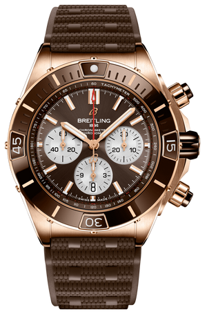 Breitling Super Chronomat B01 44 Brown Dial Brown Rubber Strap Watch for Men - RB0136E31Q1S1