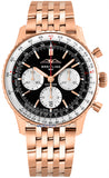 Breitling Navitimer B01 Chronograph 43 Black Dial Rose Gold Steel Strap Watch for Men - RB0138211B1R1