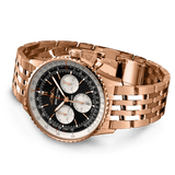 Breitling Navitimer B01 Chronograph 43 Black Dial Rose Gold Steel Strap Watch for Men - RB0138211B1R1