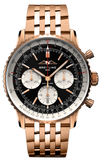 Breitling Navitimer B01 Chronograph 43 Black Dial Rose Gold Steel Strap Watch for Men - RB0138211B1R1