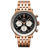 Breitling Navitimer B01 Chronograph 43 Black Dial Rose Gold Steel Strap Watch for Men - RB0138211B1R1