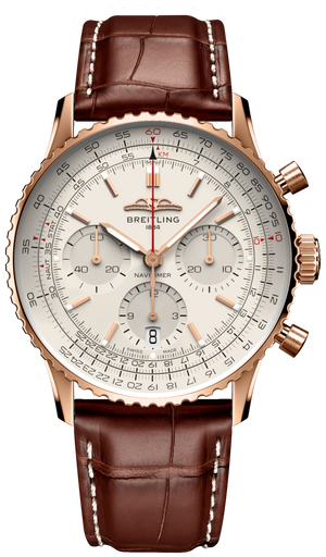 Breitling Navitimer B01 Chronograph 41 White Dial Brown Leather Strap Watch for Men - RB0139211G1P1