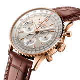 Breitling Navitimer B01 Chronograph 41 White Dial Brown Leather Strap Watch for Men - RB0139211G1P1