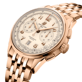 Breitling Premier B01 Chronograph 42 White Dial Rose Gold Steel Strap Watch for Men - RB0145371G1R1