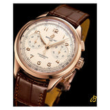 Breitling Premier B09 Chronograph 40 White Dial Brown Leather Strap Watch for Men - RB0930371G1P1