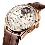 Breitling Premier B21 Chronograph Tourbillion 42 Leon Breitling White Dial Brown Leather Strap Watch for Men - RB2120211G1P1