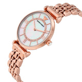 Emporio Armani Gianni T Bar Mother of Pearl Rose Gold Stainless Steel Strap Watch For Women - AR1909