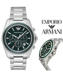 Emporio Armani Sportivo Chronograph Blue Dial Silver Steel Strap Watch For Men - AR6090