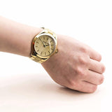 Michael Kors Slim Runway Gold Dial Two Tone Gold Strap Watch for Women - MK4285