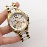 Michael Kors Bradshaw Chronograph White Dial Two Tone Steel Strap Watch For Women - MK5743